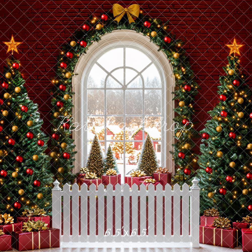 Kate Sapin de Noël Cadeaux Fenêtre Décors Toile de fond conçue par Mini MakeBelieve - Kate Backdrop FR