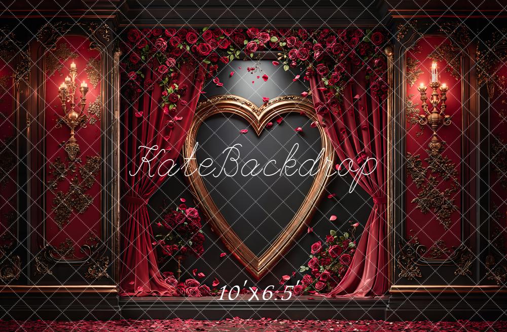 Kate Saint Valentin Coeur Rideaux Roses Toile de fond conçue par Emetselch