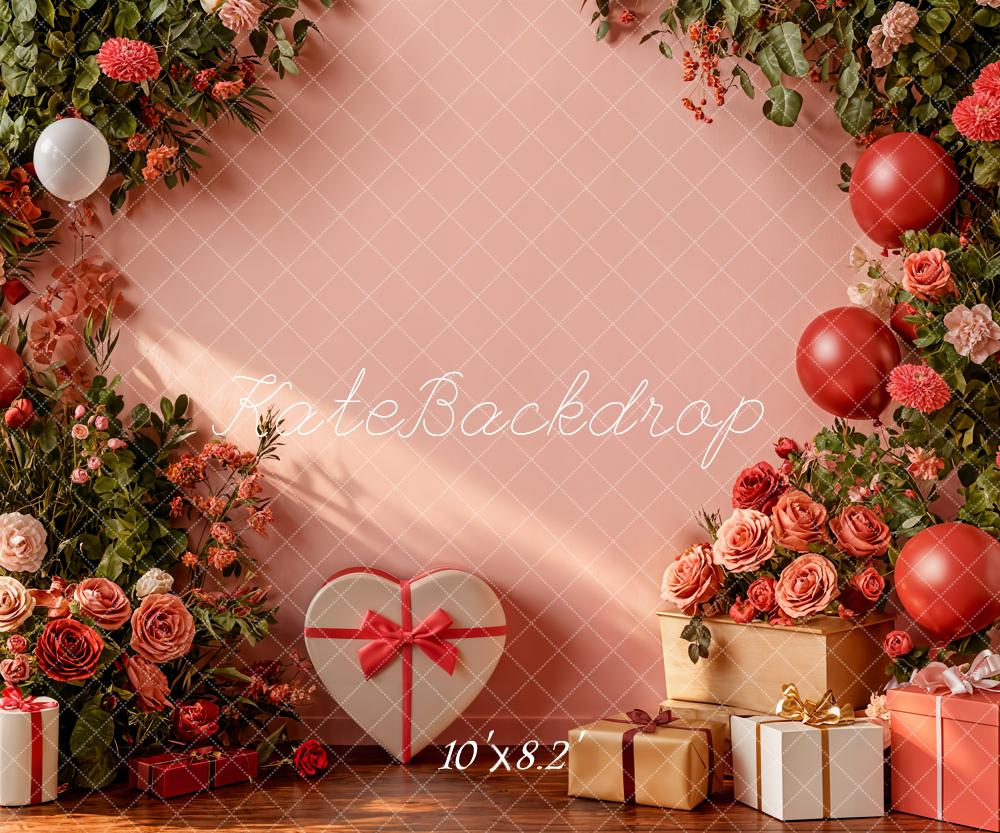 Kate Saint Valentin Fleurs Ballons Cadeaux Toile de fond en Polar conçue par Emetselch