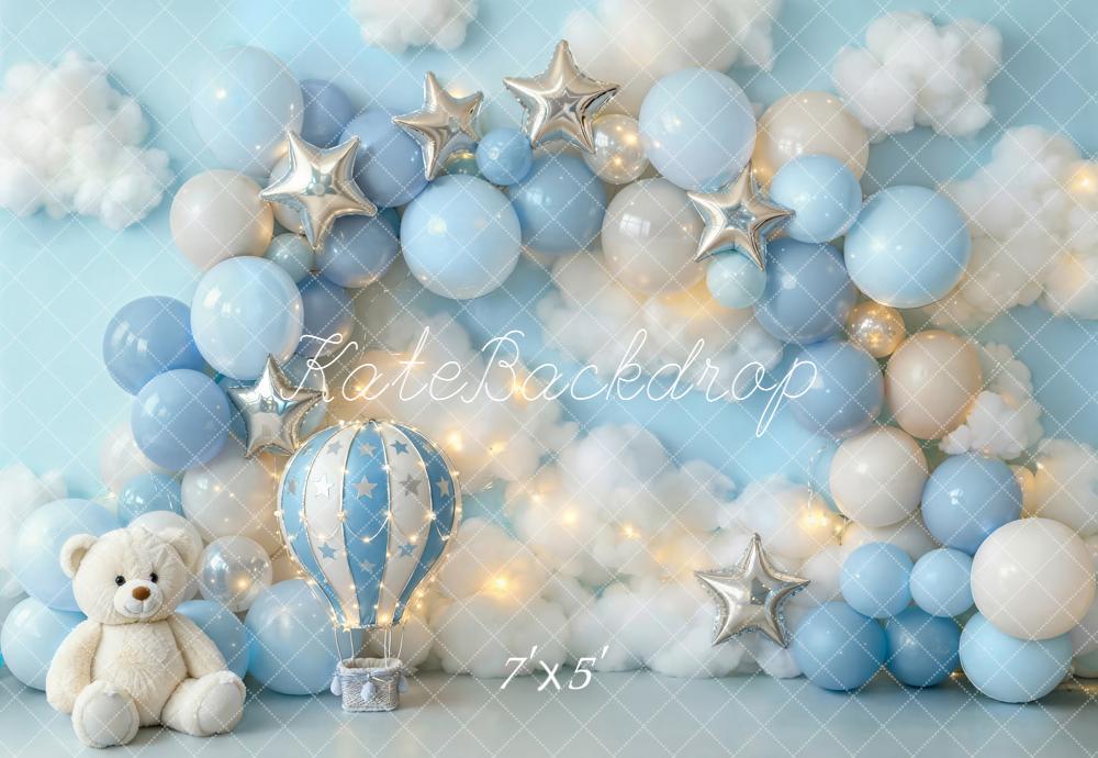 Kate Anniversaire Ballons Montgolfière Bleu Toile de fond conçue par Emstselch