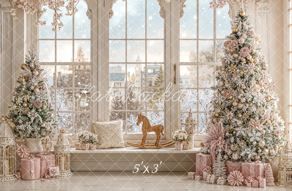 Kate Noël Sapins Rose Cheval Toile de fond conçue par Emetselch - Kate Backdrop FR