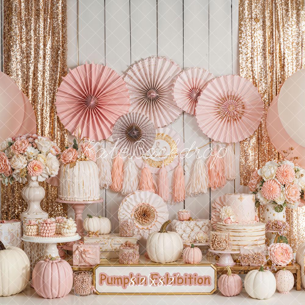 Kate Automne Citrouilles Fleurs Doré Toile de fond conçue par Emetselch - Kate Backdrop FR
