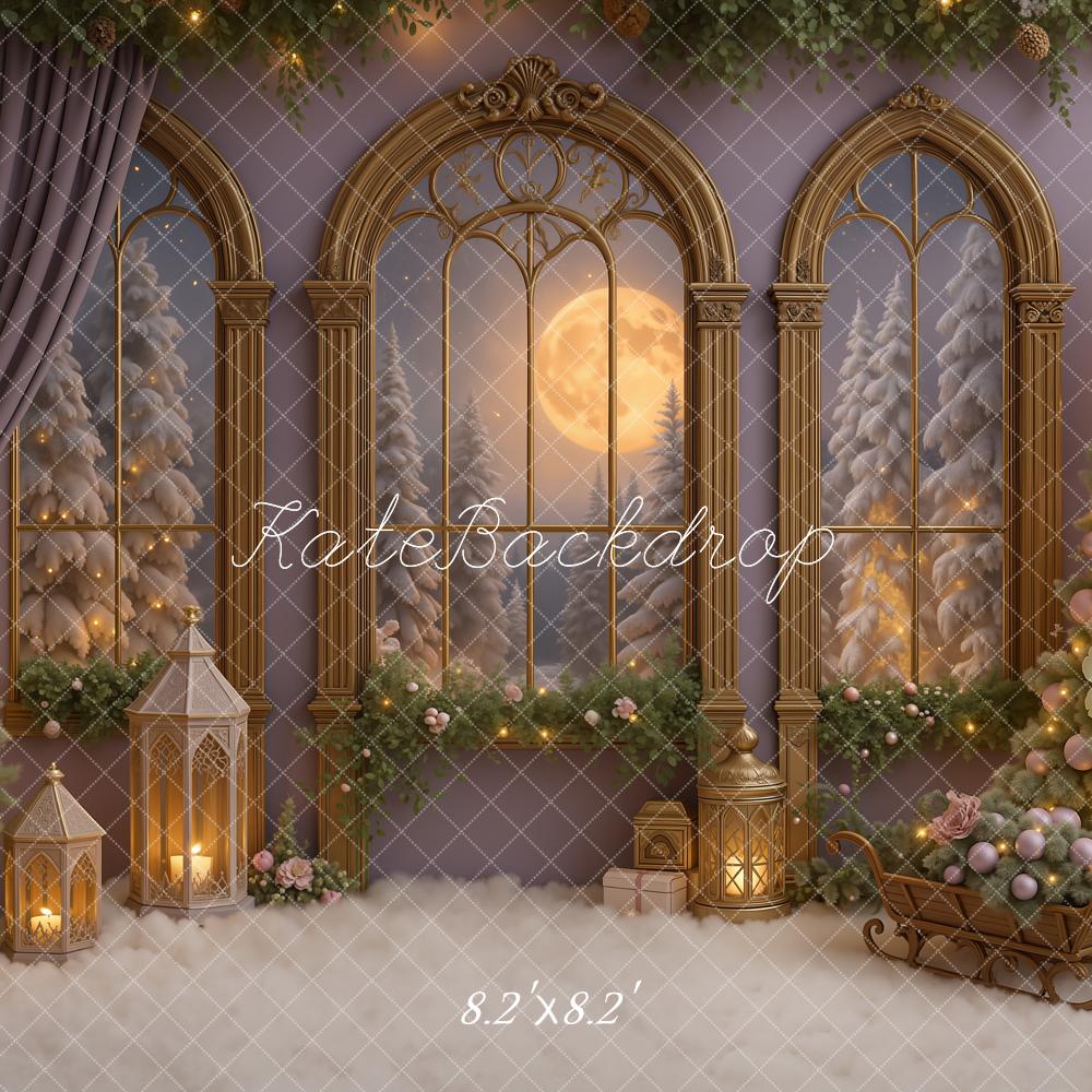 Kate Noël Arbres Fenêtres Lune Fleurs Toile de fond conçue par Ashley Paul - Kate Backdrop FR