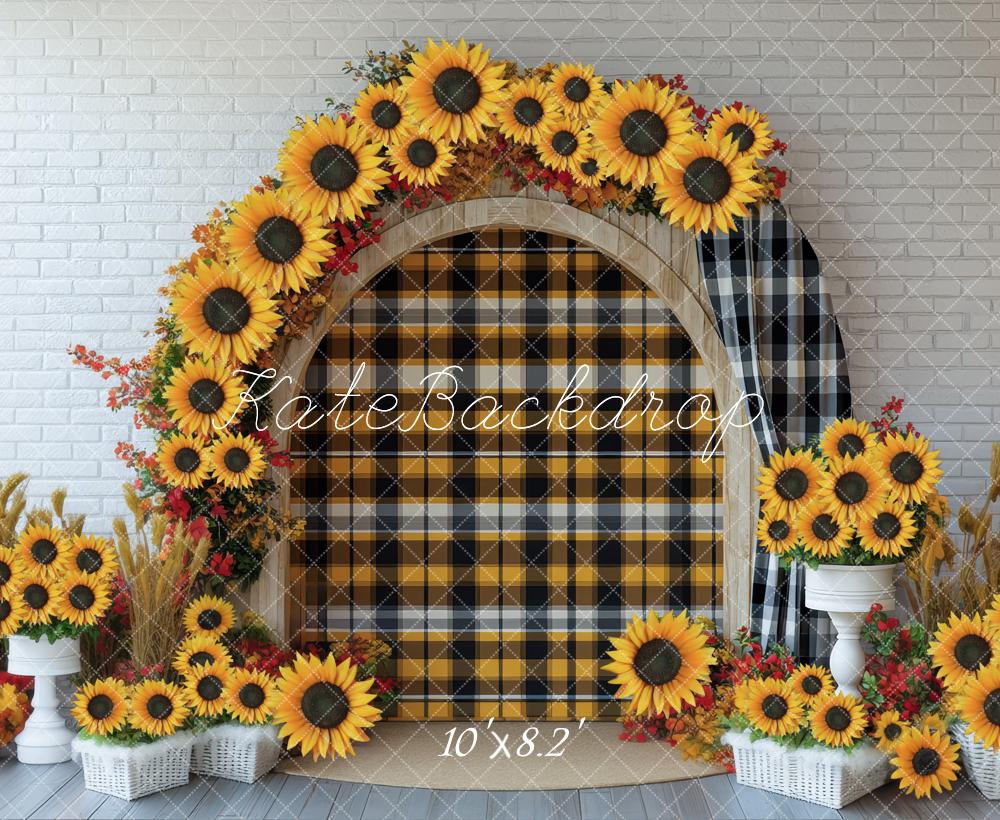 Kate Arc Tournesols Carreaux Champêtre Toile de fond conçue par Mini MakeBelieve - Kate Backdrop FR