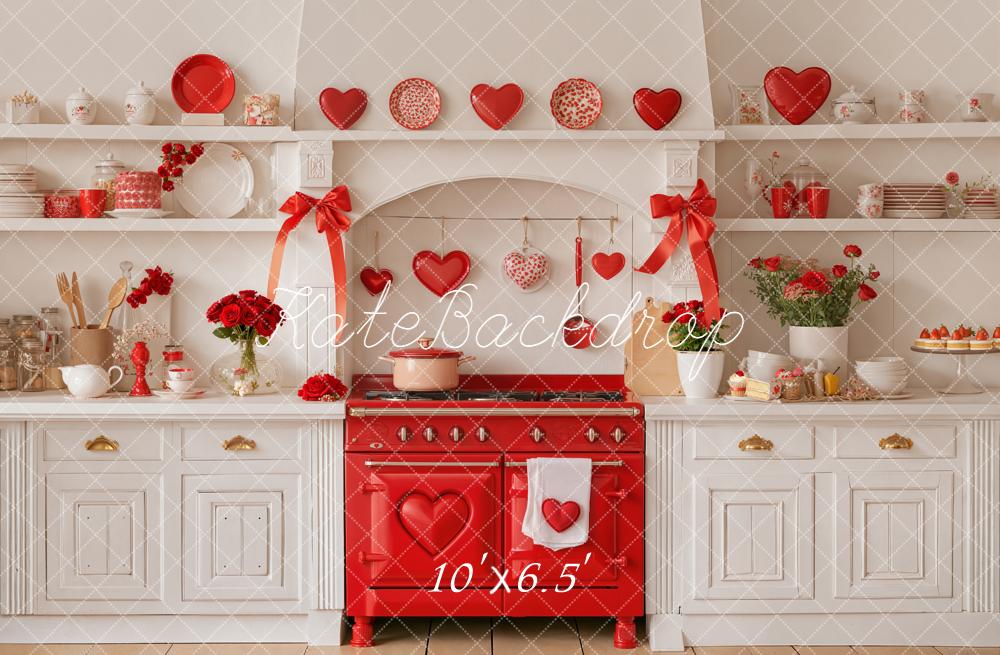 Kate Saint Valentin Cuisine Rouge Cœurs Toile de fond conçue par Emetselch