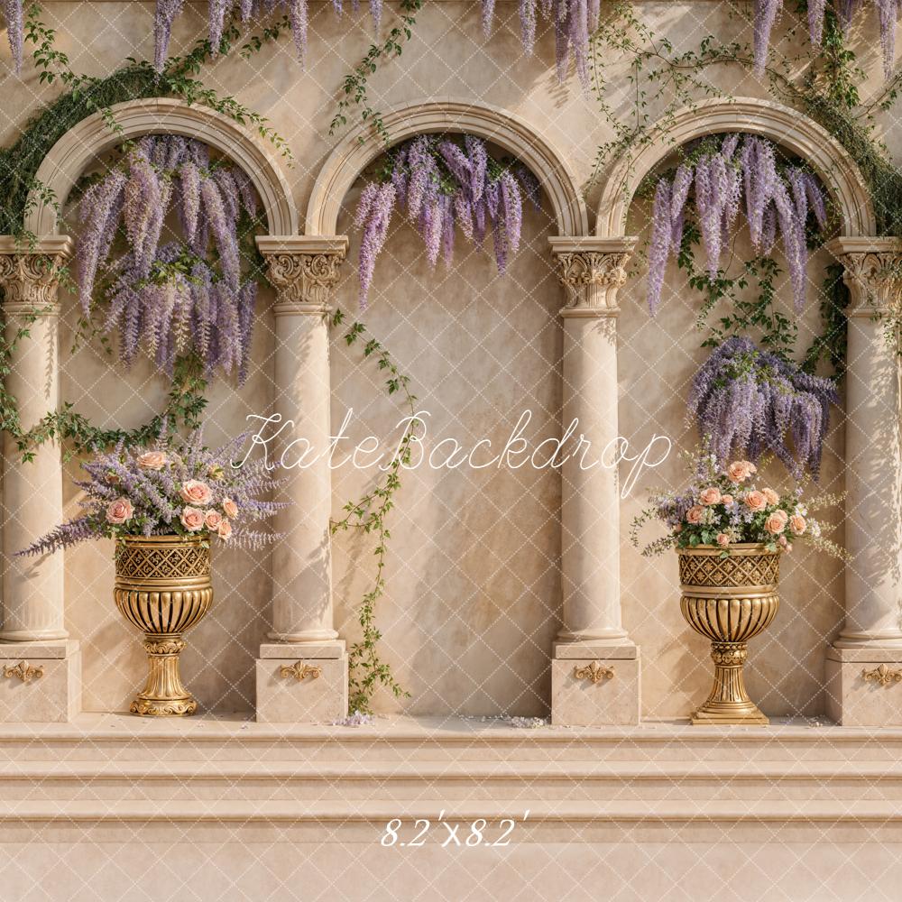 Kate Architecture Arches Colonnes Fleurs Toile de fond conçue par Emetselch