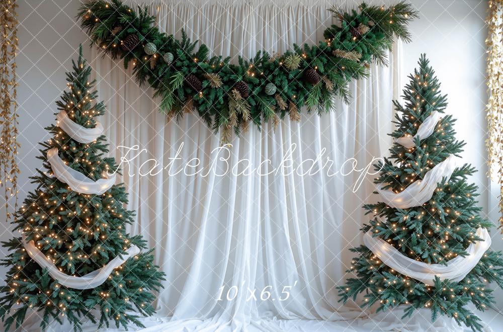 Kate Sapins de Noël Rideaux Blanc Toile de fond conçue par Mini MakeBelieve - Kate Backdrop FR