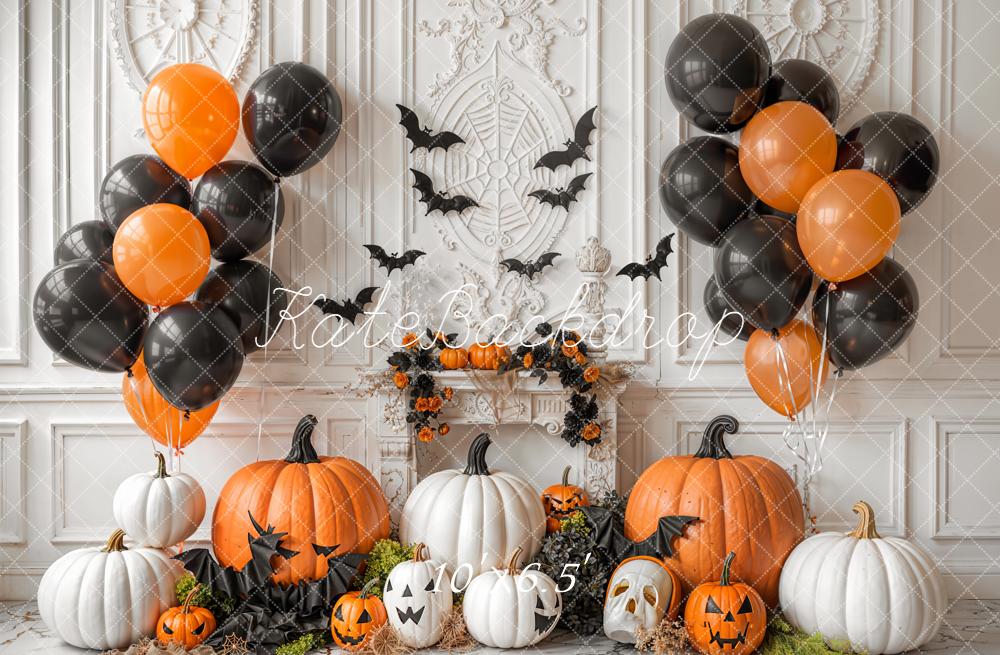 Kate Halloween Citrouilles Cheminée Ballons Toile de fond conçue par Emetselch - Kate Backdrop FR