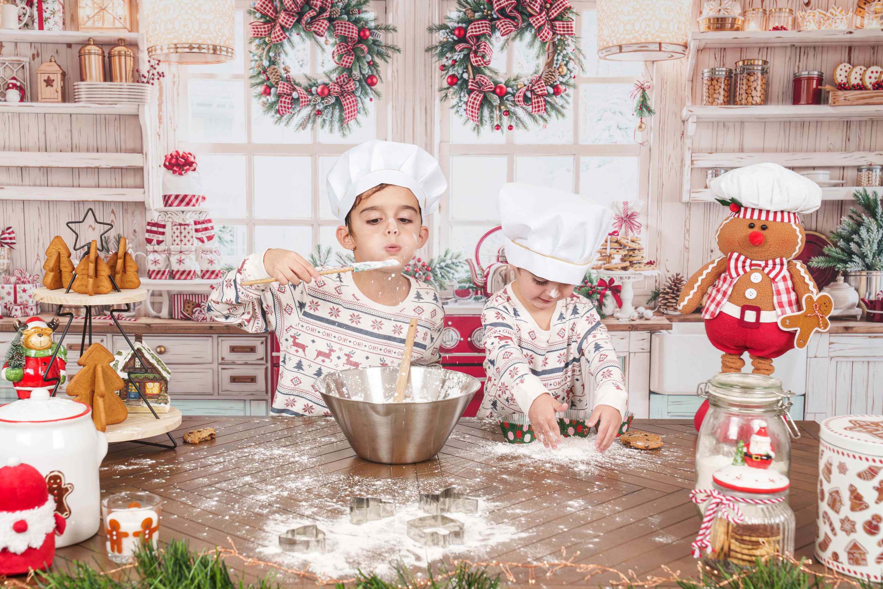 Kate Noël Cuisine Blanc Guirlandes Toile de fond conçue par Emetselch - Kate Backdrop FR