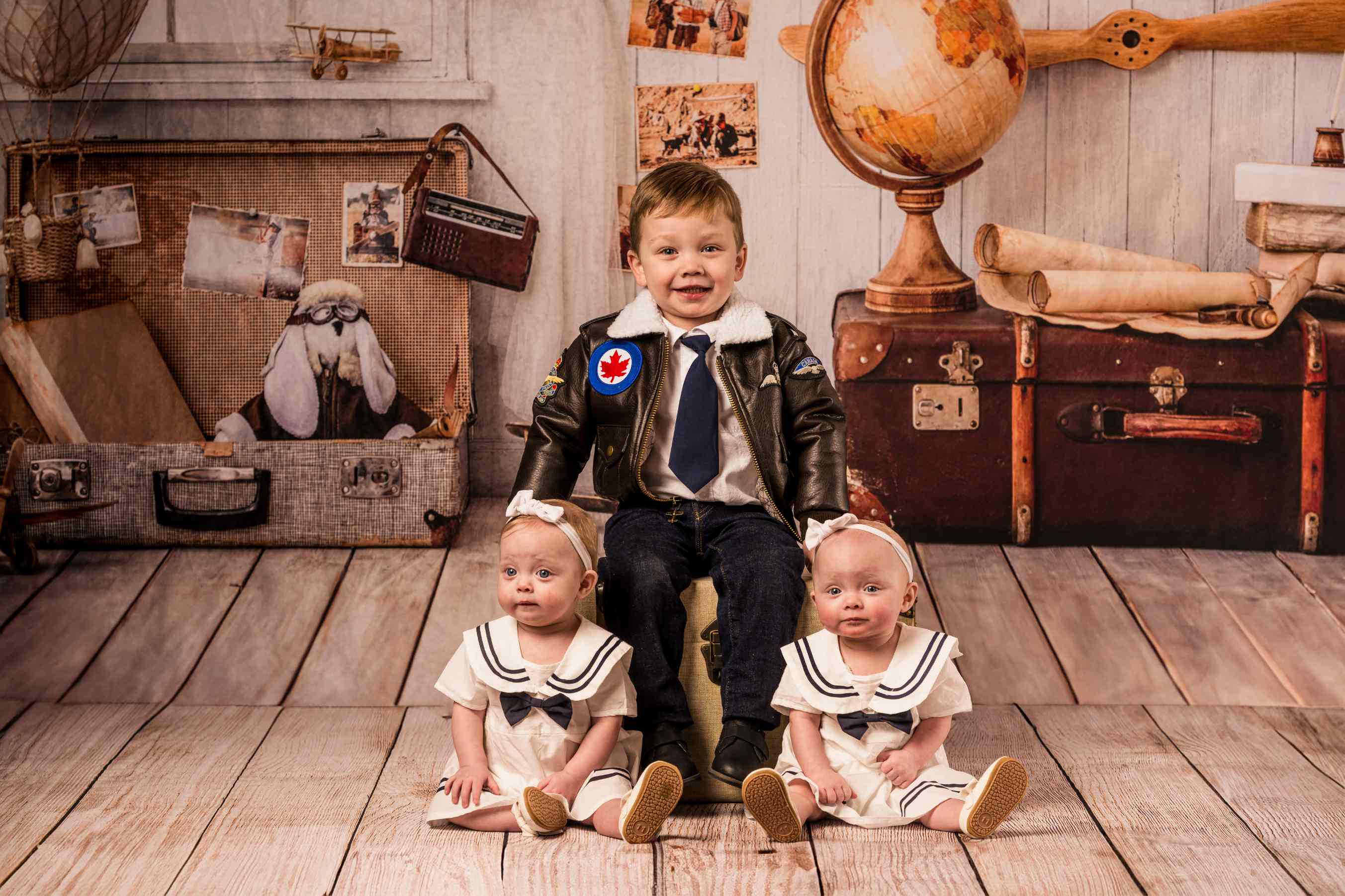 Kate Enfants Voyage Toile de fond+ Bois marron clair Tapis de sol en caoutchouc - Kate Backdrop FR