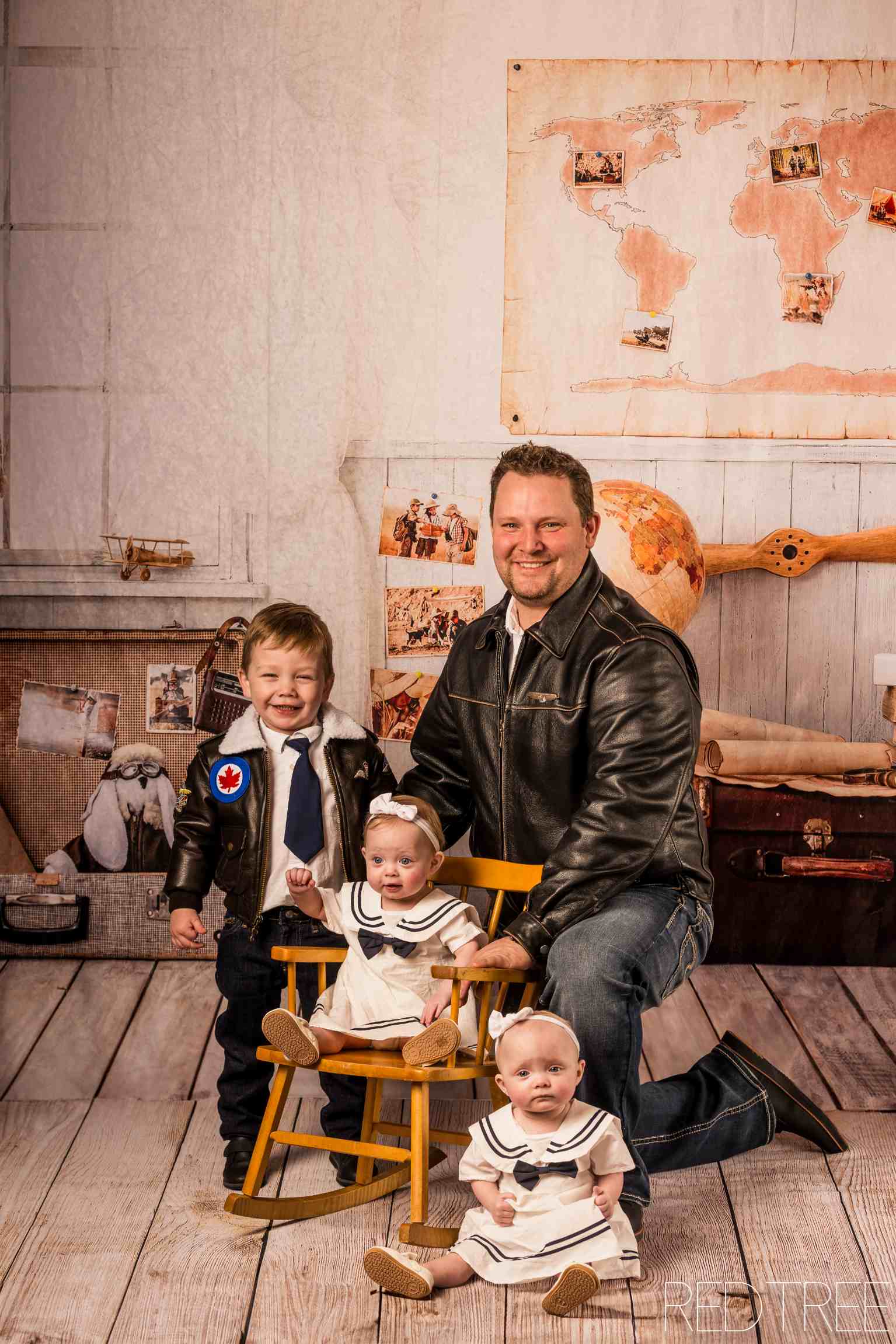 Kate Enfants Voyage Toile de fond+ Bois marron clair Tapis de sol en caoutchouc - Kate Backdrop FR