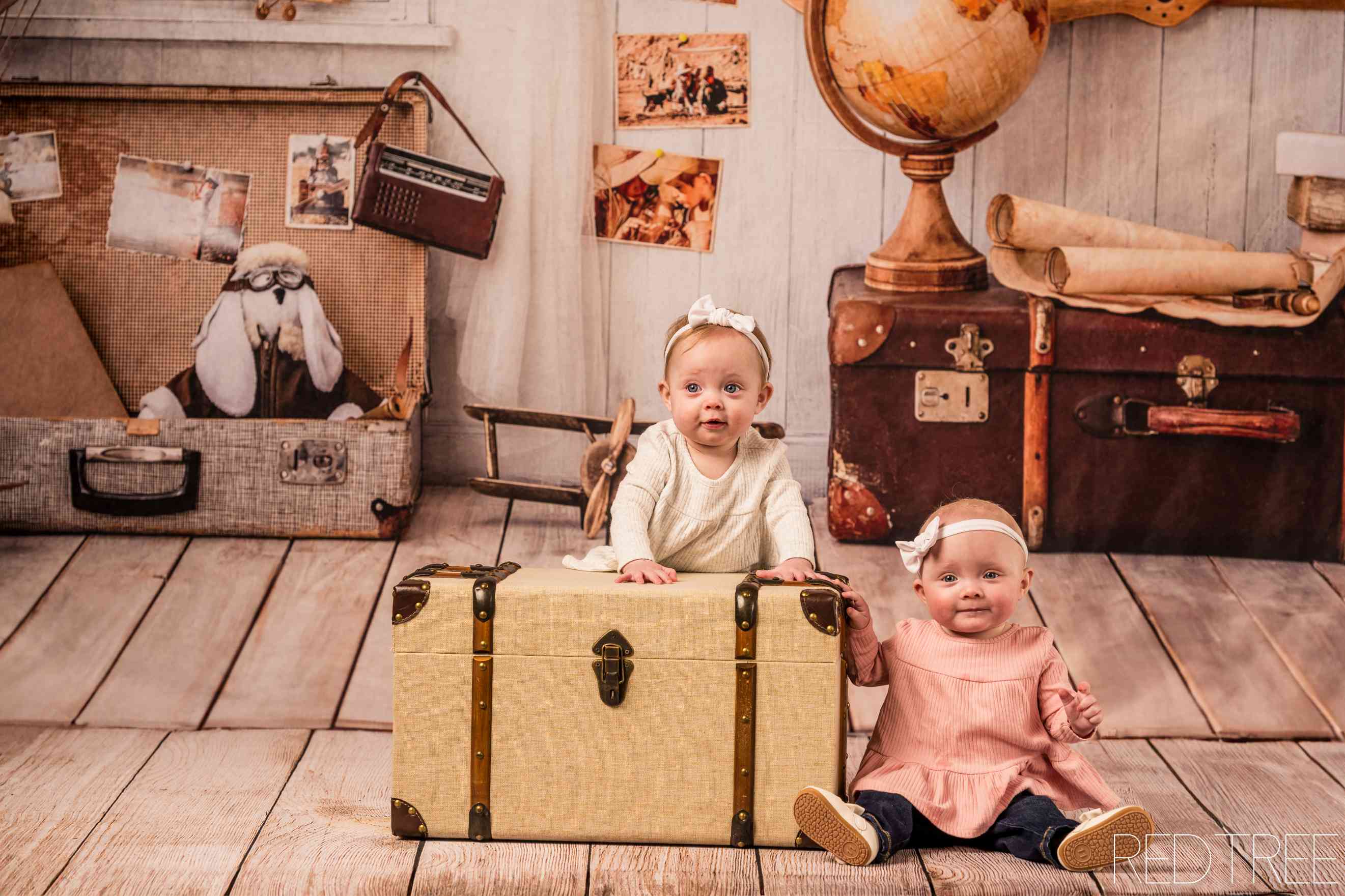 Kate Enfants Voyage Toile de fond+ Bois marron clair Tapis de sol en caoutchouc - Kate Backdrop FR