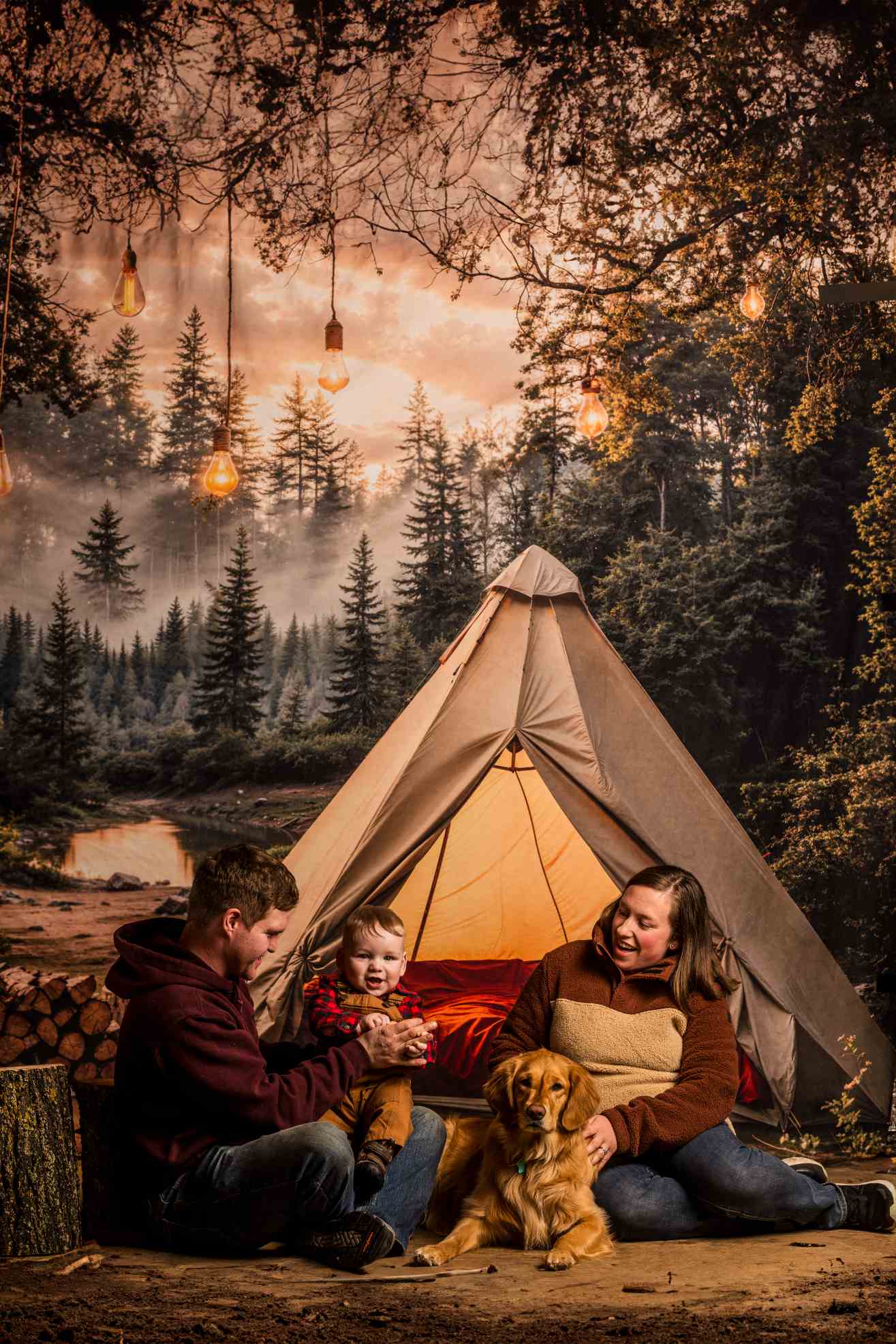 Kate Camping Forêt Tente Lumières Toile de fond conçue par Emetselch - Kate Backdrop FR