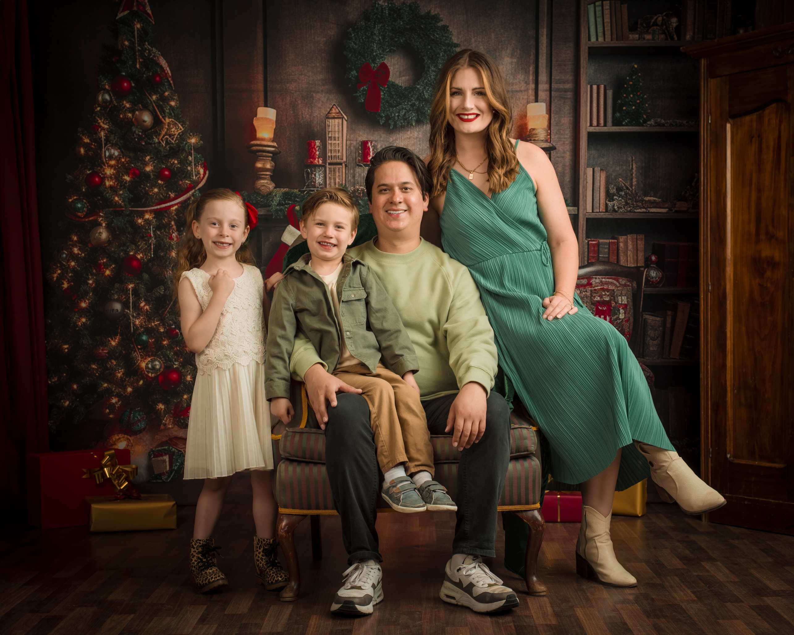 Kate Rétro Sapin de Noël Cheminée Livres Toile de fond pour la photographie - Kate Backdrop FR