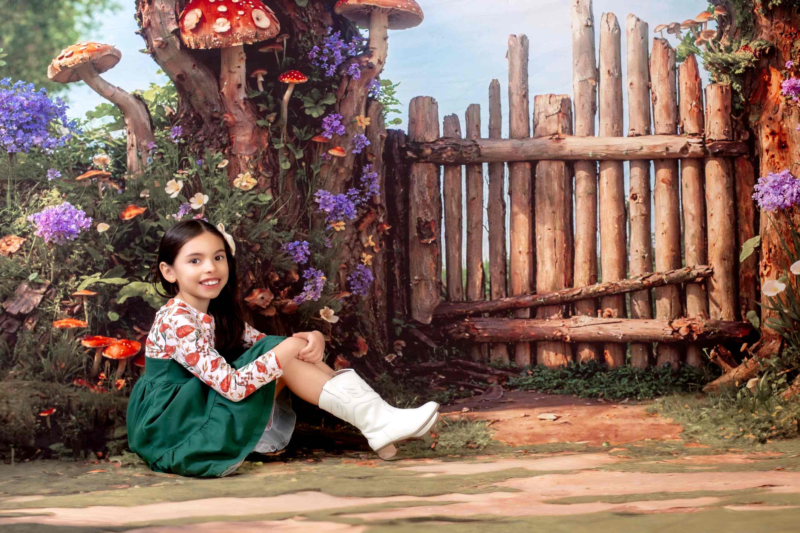Kate Printemps Conte de fées Arche Champignon Toile de fond+Champignon Forêt Prairie Sol Toile de fond - Kate Backdrop FR