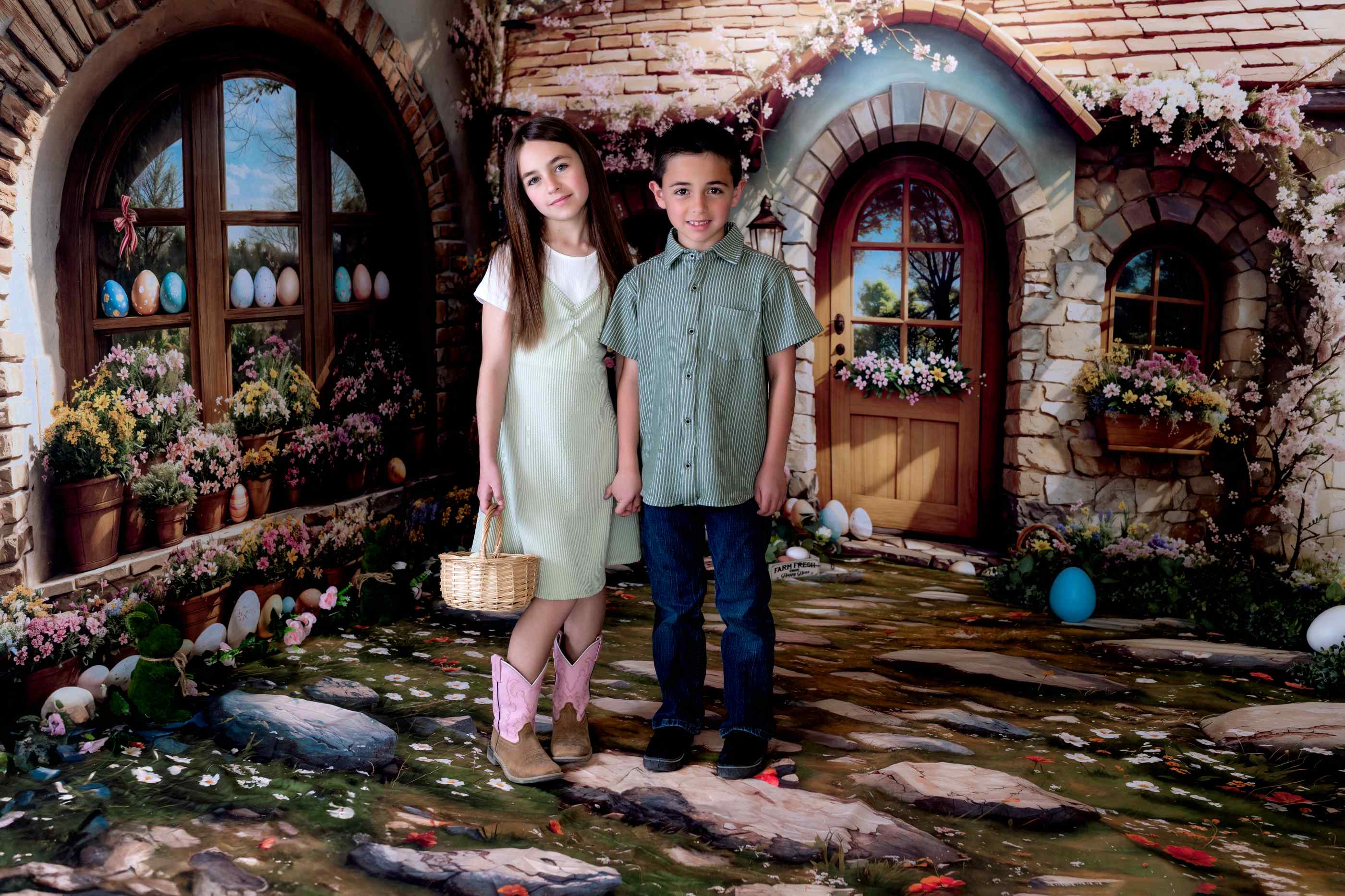 Kate Pâques Maison Fleurs Œufs Soleil Ensemble de chambre - Kate Backdrop FR