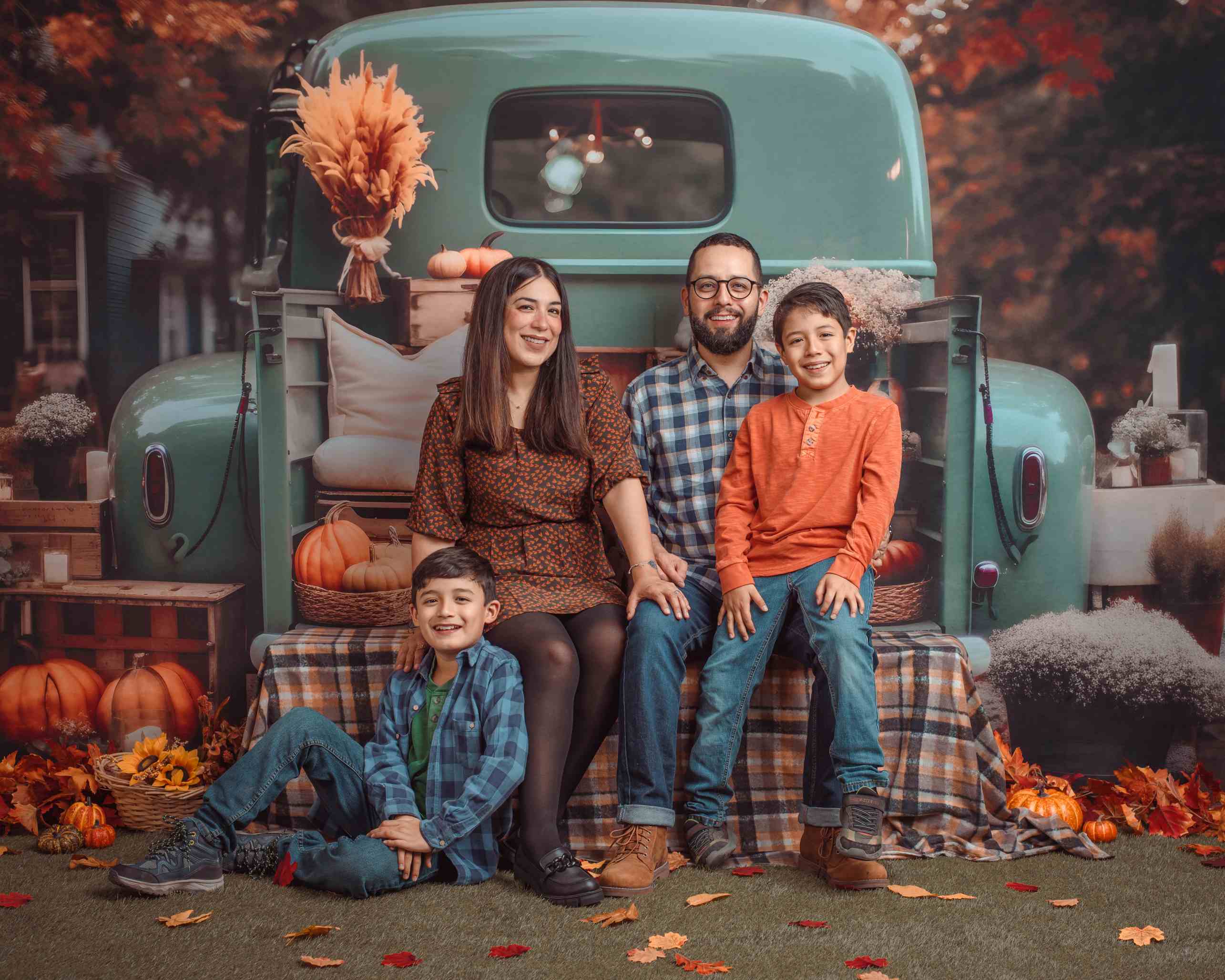 Kate Automne Citrouille Voiture Toile de fond pour la photographie - Kate Backdrop FR
