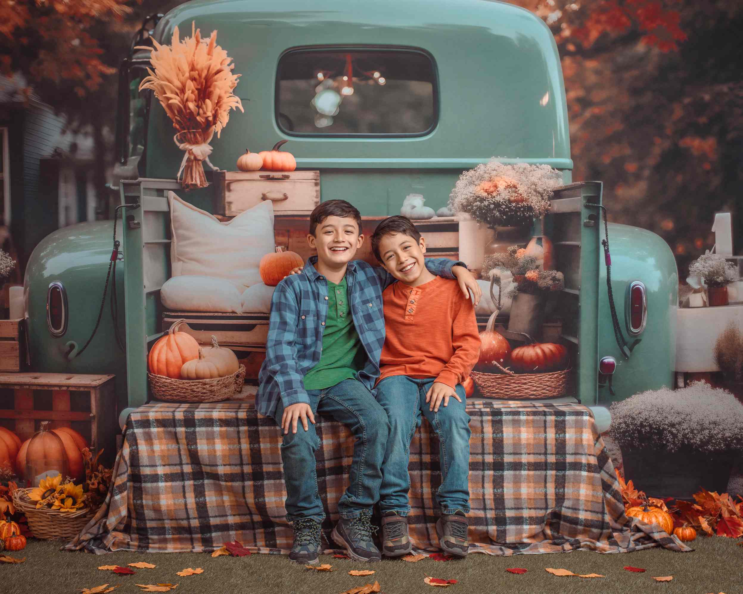 Kate Automne Citrouille Voiture Toile de fond pour la photographie - Kate Backdrop FR