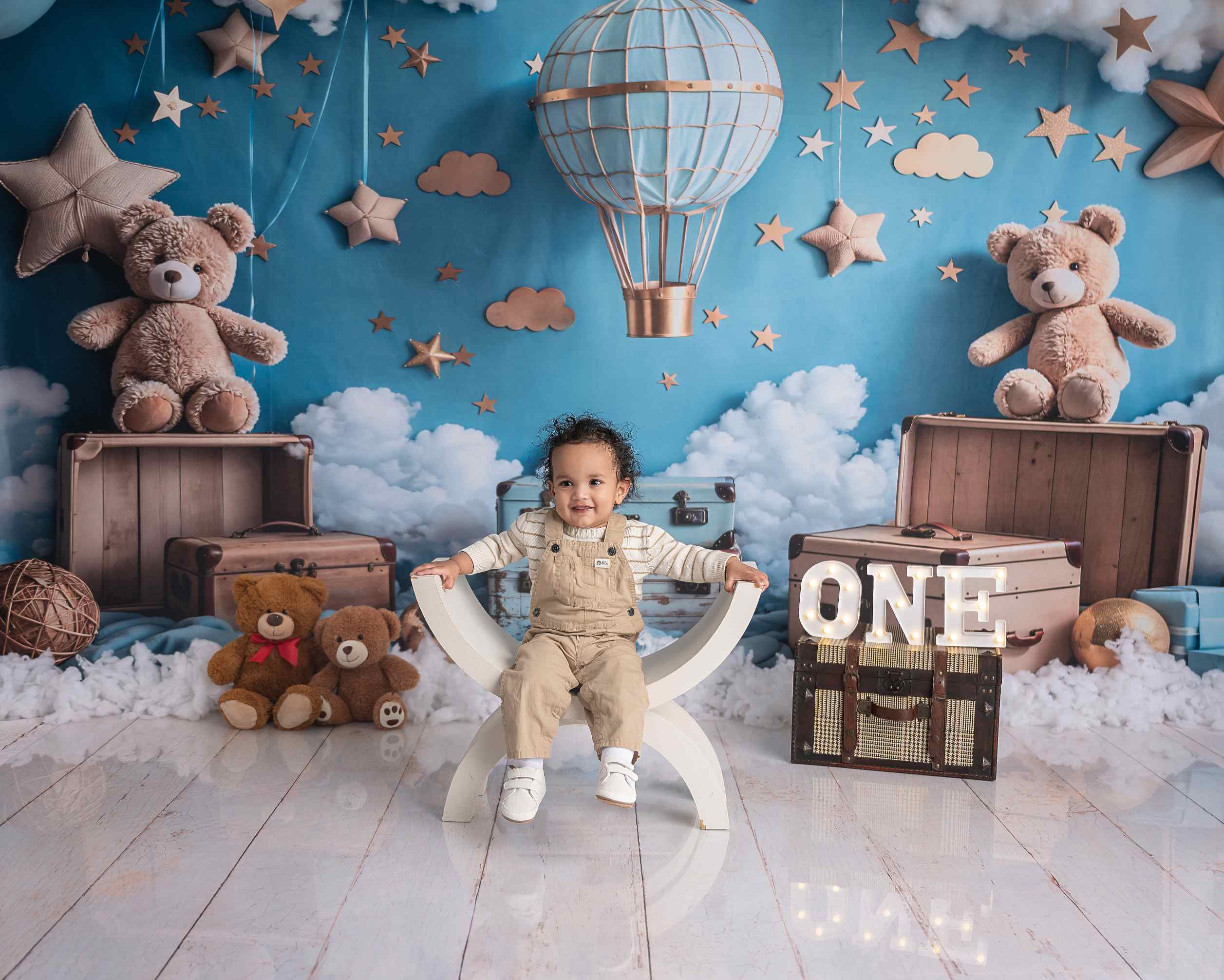 Kate Dessin animé Montgolfière Ours en peluche Toile de fond conçue par Emetselch - Kate Backdrop FR