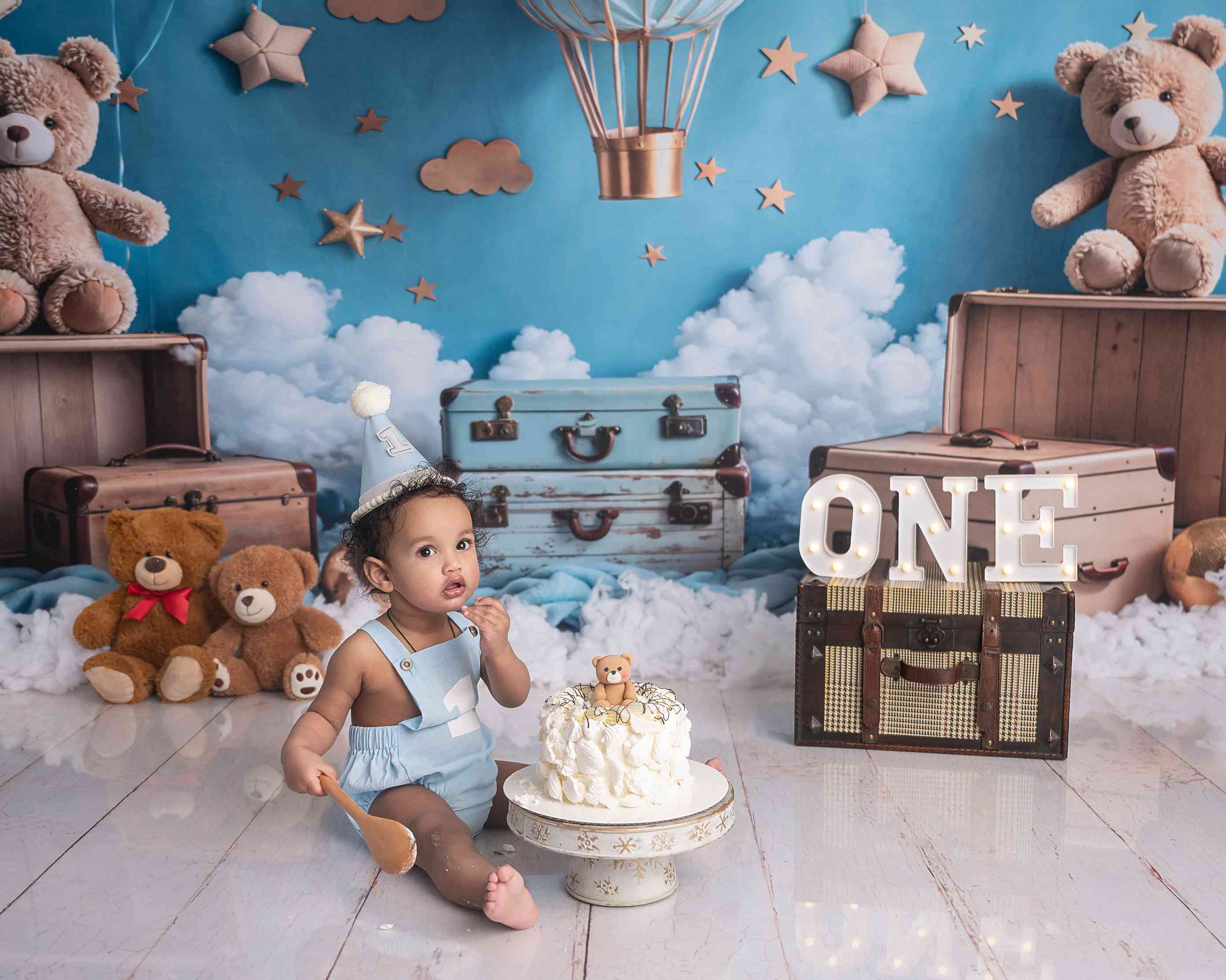 Kate Dessin animé Montgolfière Ours en peluche Toile de fond conçue par Emetselch - Kate Backdrop FR