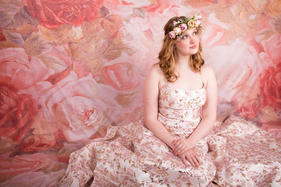 Kate Saint Valentin Texture Fleurs Rose Portrait Toile de fond conçue par GQ - Kate Backdrop FR