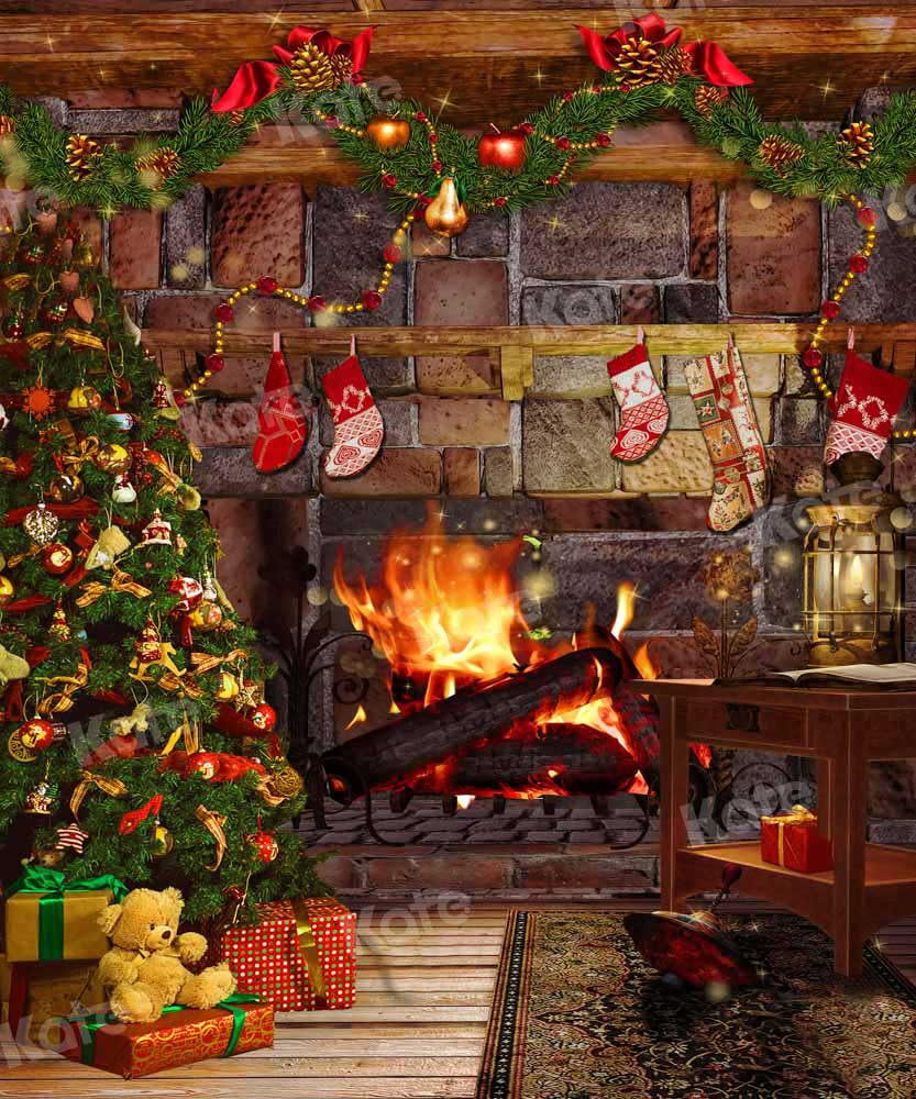 Kate Noël Arbre Briques Cheminée Toile de fond conçue par Chain Photographie - Kate Backdrop FR