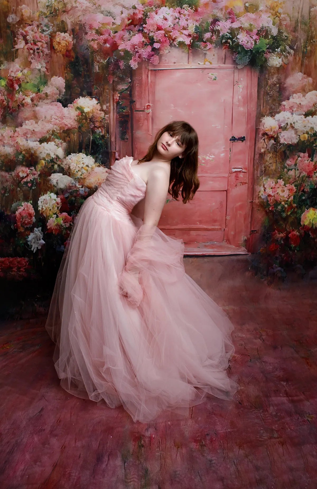 Kate Printemps Peinture Rétro Fleur épanouie Porte Toile de fond pour la photographie - Kate Backdrop FR