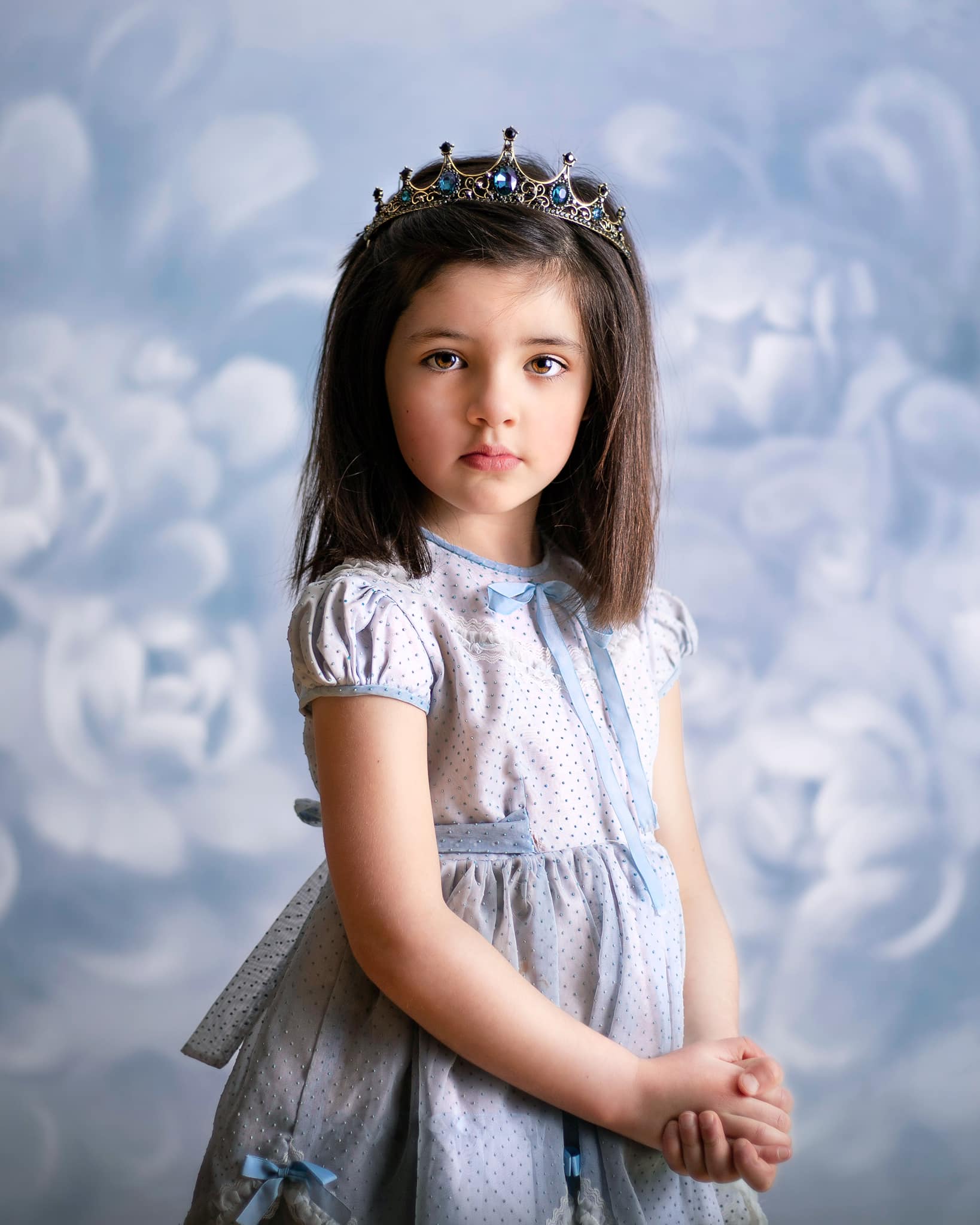 Kate Texture Fleurs Bleue-Gris Beaux-arts Toile de fond conçue par GQ - Kate Backdrop FR