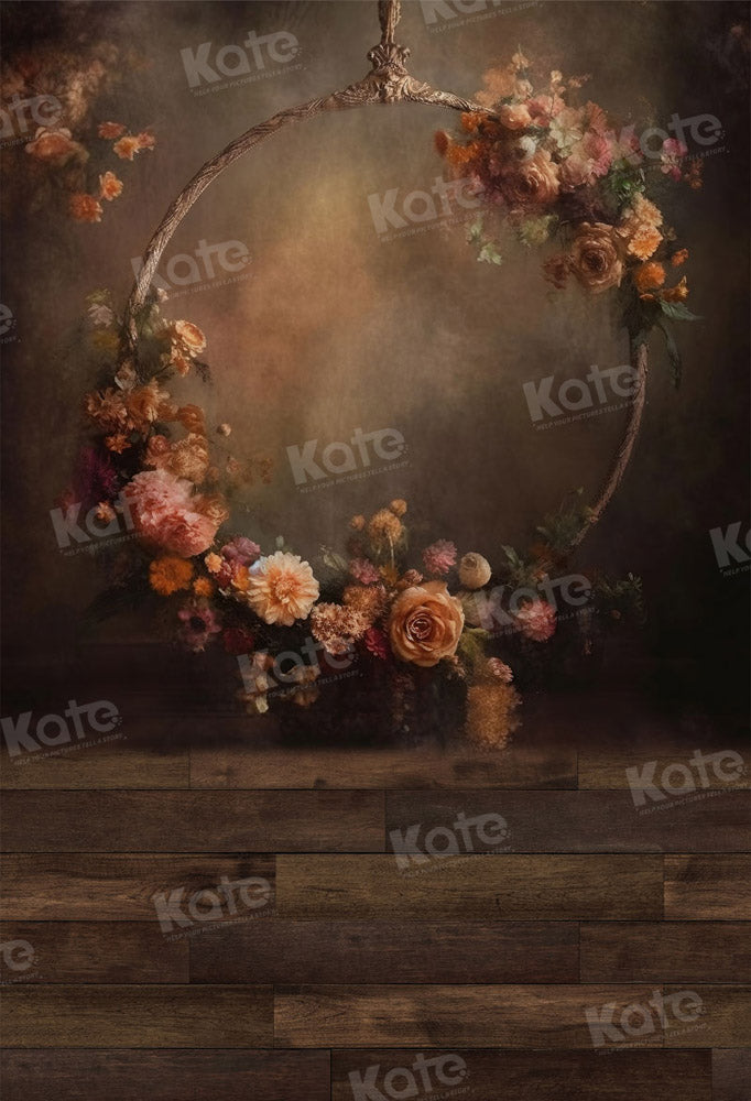 Kate Arche florale Plancher en bois Toile de fond pour la photographie - Kate Backdrop FR