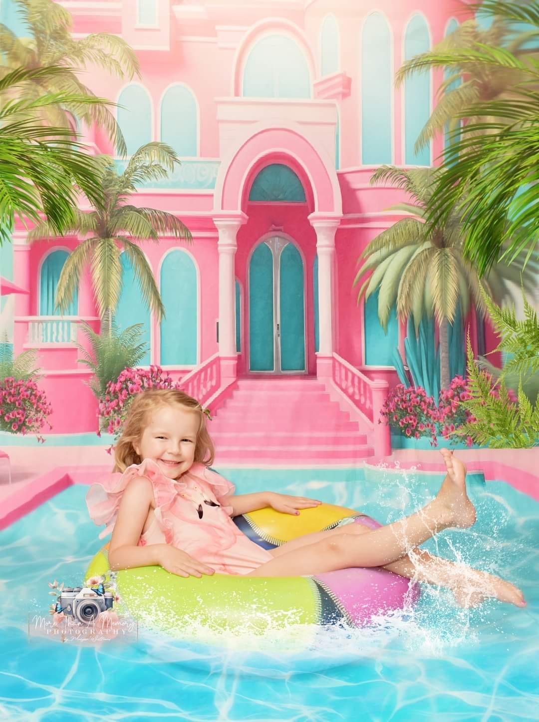 Kate Balayage Été Piscine Rêve de poupée Toile de fond conçu par Ashley Paul - Kate Backdrop FR