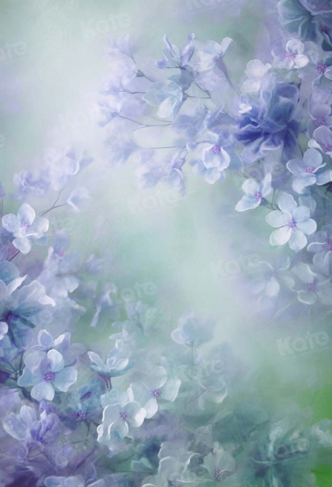 Kate Bokeh Beaux-Arts Fleurs Bleu Toile de fond Conçu par GQ - Kate Backdrop FR