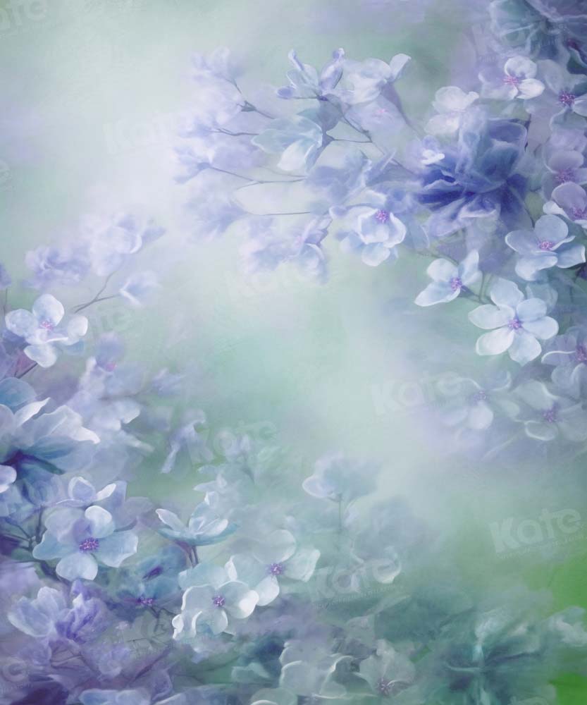 Kate Bokeh Beaux-Arts Fleurs Bleu Toile de fond Conçu par GQ - Kate Backdrop FR