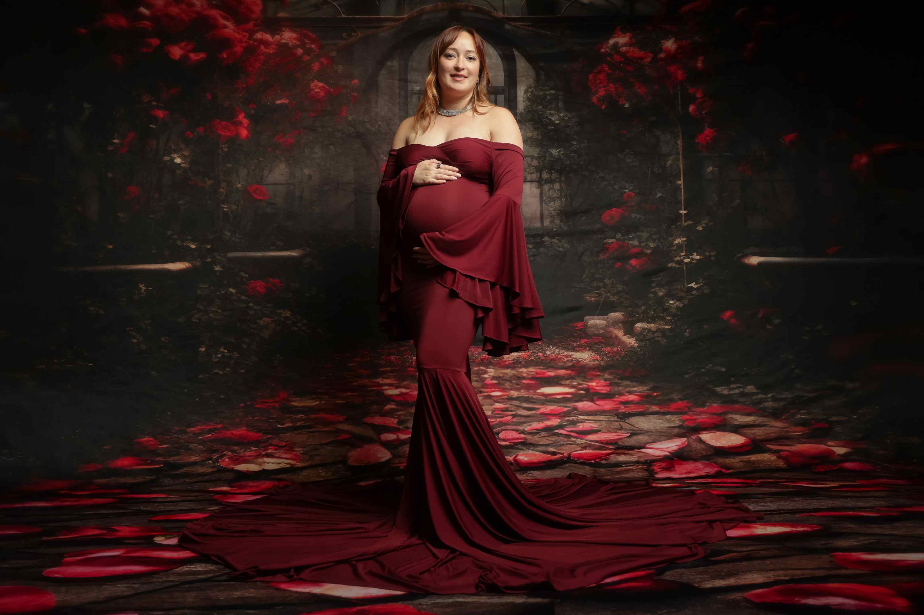 Kate Satin Manches longues Élégant Robe de Grossesse pour Séance Photo - Kate Backdrop FR