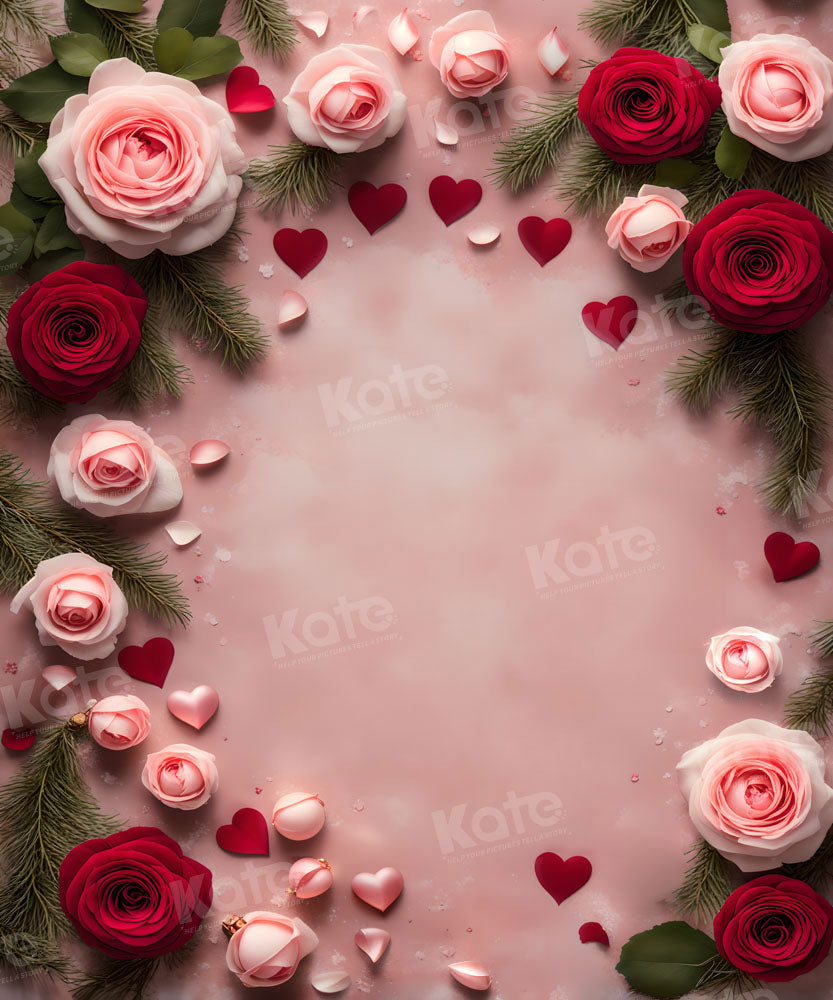 Kate Saint Valentin Rose Mur Floral Toile de fond pour la photographie