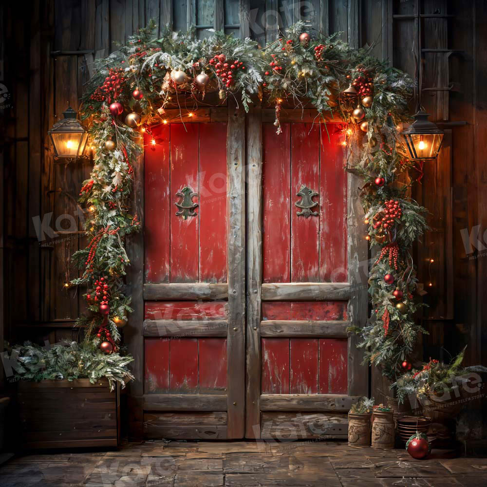 Kate Noël Porte en bois Rouge Toile de fond conçue par Emetselch - Kate Backdrop FR