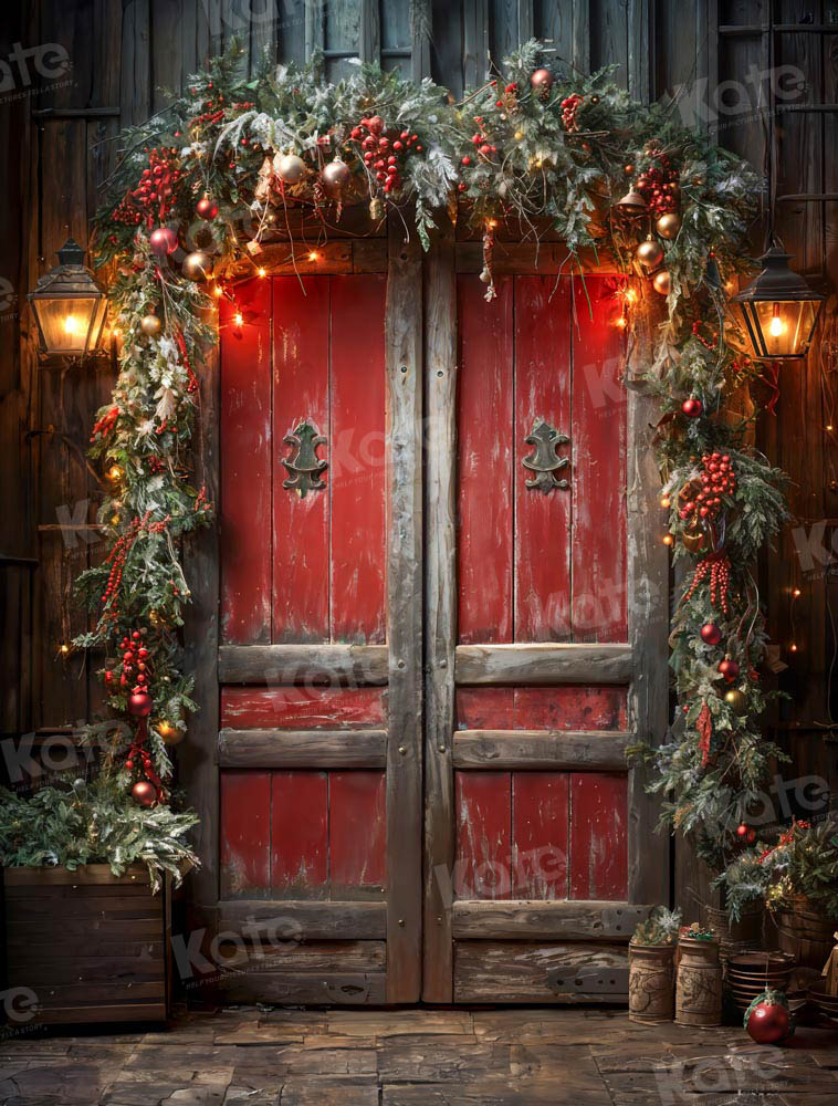 Kate Noël Porte en bois Rouge Toile de fond conçue par Emetselch - Kate Backdrop FR