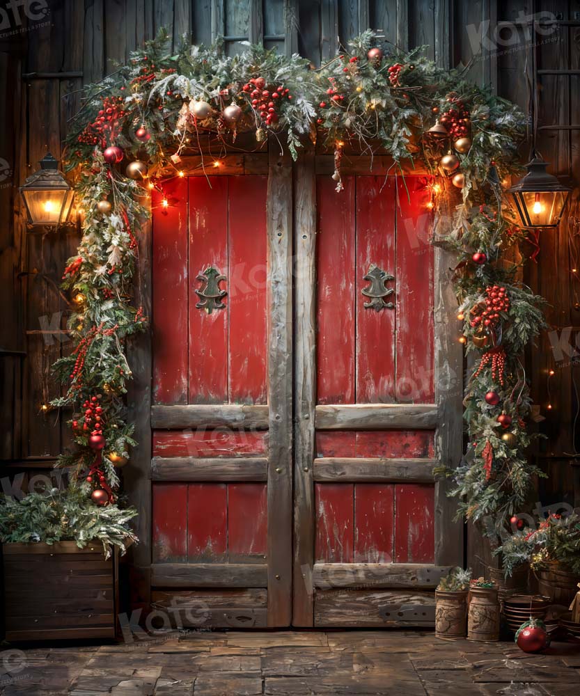 Kate Noël Porte en bois Rouge Toile de fond conçue par Emetselch - Kate Backdrop FR