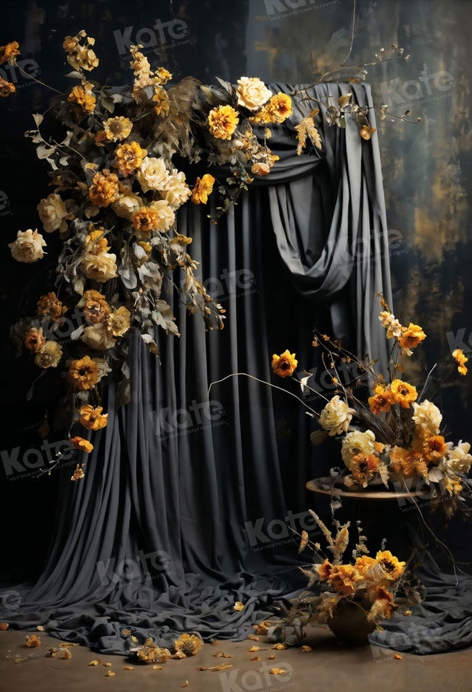 Kate Artistique Fleur Jaune Rideau Toile de fond conçue par Chain Photographie - Kate Backdrop FR