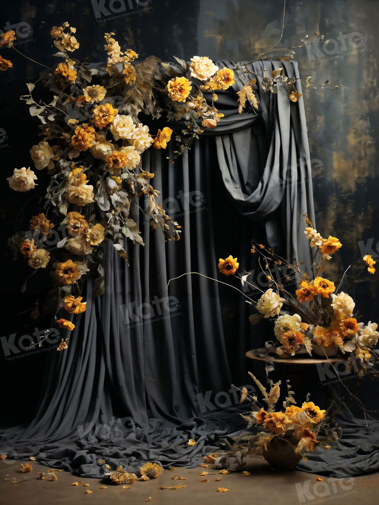Kate Artistique Fleur Jaune Rideau Toile de fond conçue par Chain Photographie - Kate Backdrop FR