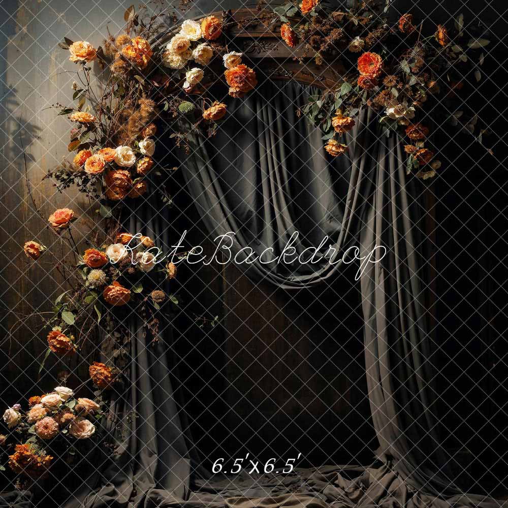 Kate Artistique Fleurs Rideau Noir Toile de fond conçue par Chain Photographie - Kate Backdrop FR