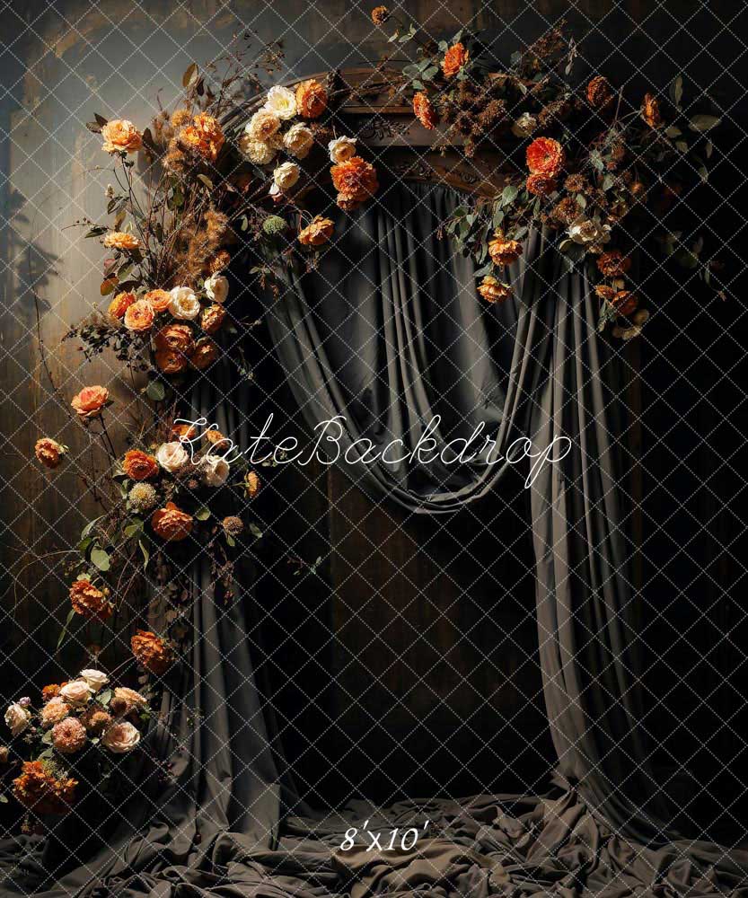 Kate Artistique Fleurs Rideau Noir Toile de fond conçue par Chain Photographie - Kate Backdrop FR