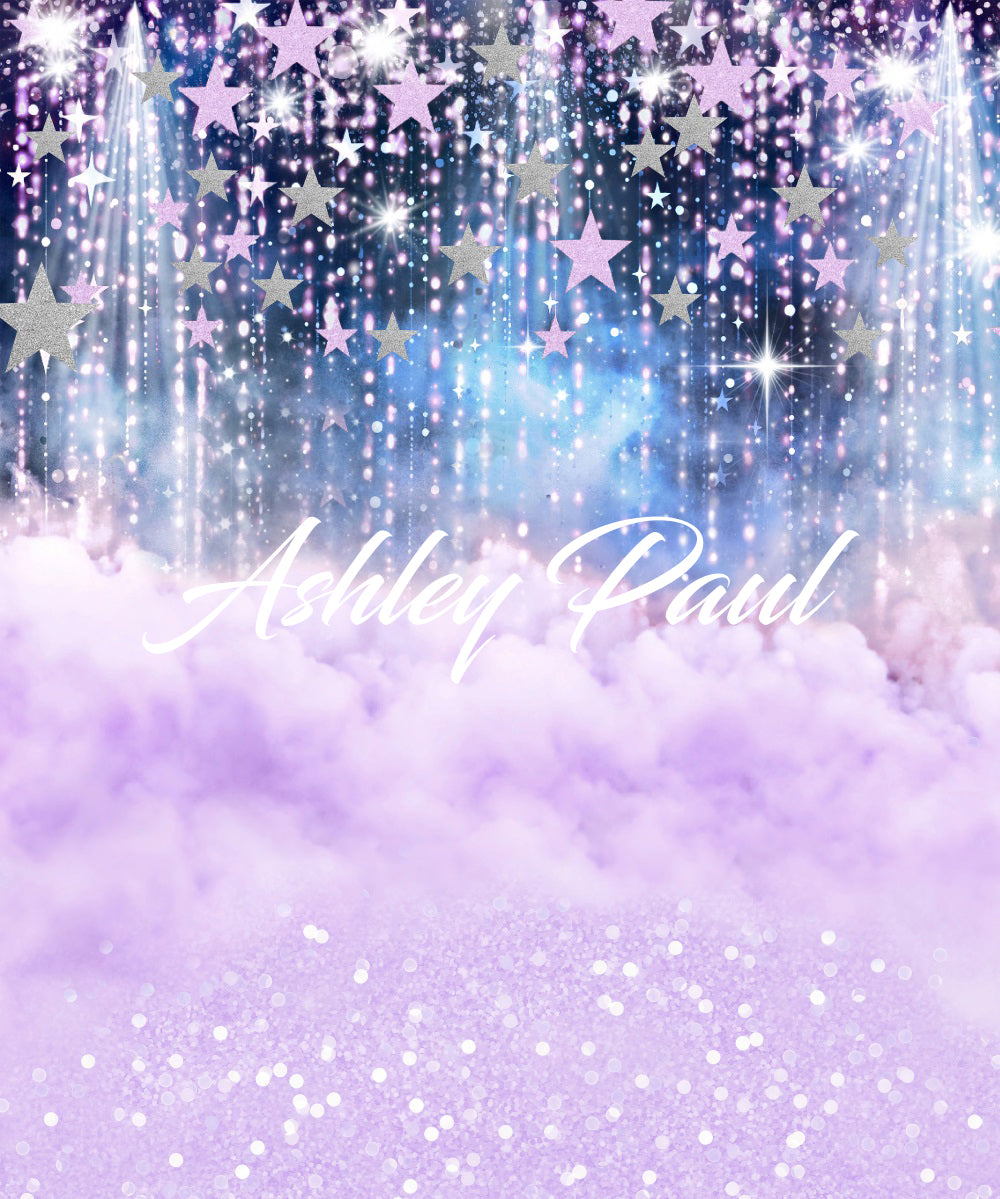 Kate Violet Étoiles Nuages Brillant Toile de fond conçue par Ashley Paul - Kate Backdrop FR