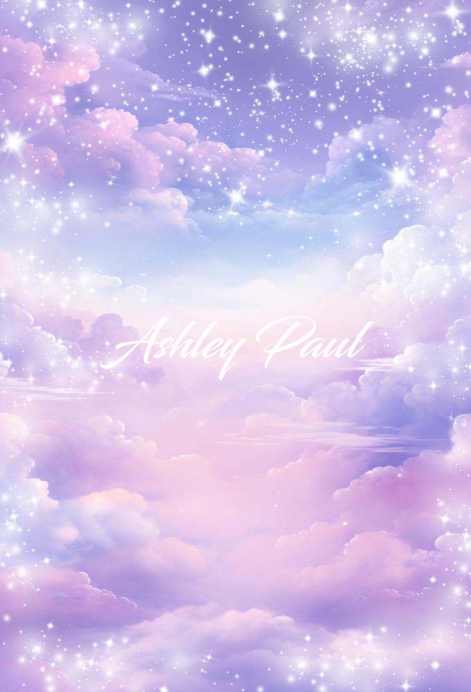 Kate Violet Étoiles Nuages Ciel Toile de fond conçue par Ashley Paul - Kate Backdrop FR