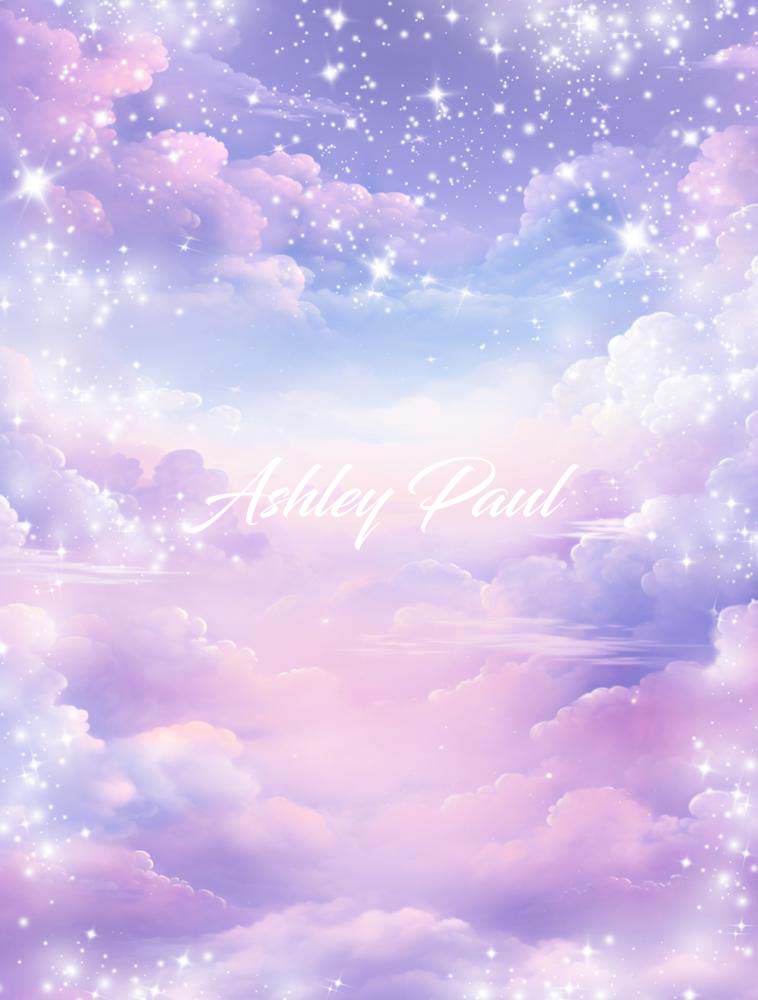 Kate Violet Étoiles Nuages Ciel Toile de fond conçue par Ashley Paul - Kate Backdrop FR