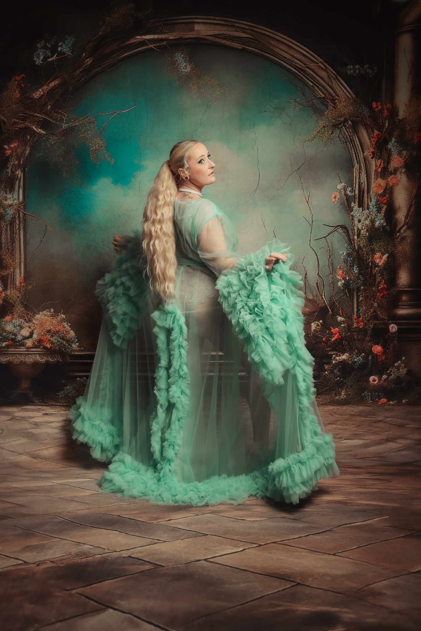 Kate Manches cloches Transparent Longue Doux Robe de Grossesse pour Séance Photo - Kate Backdrop FR