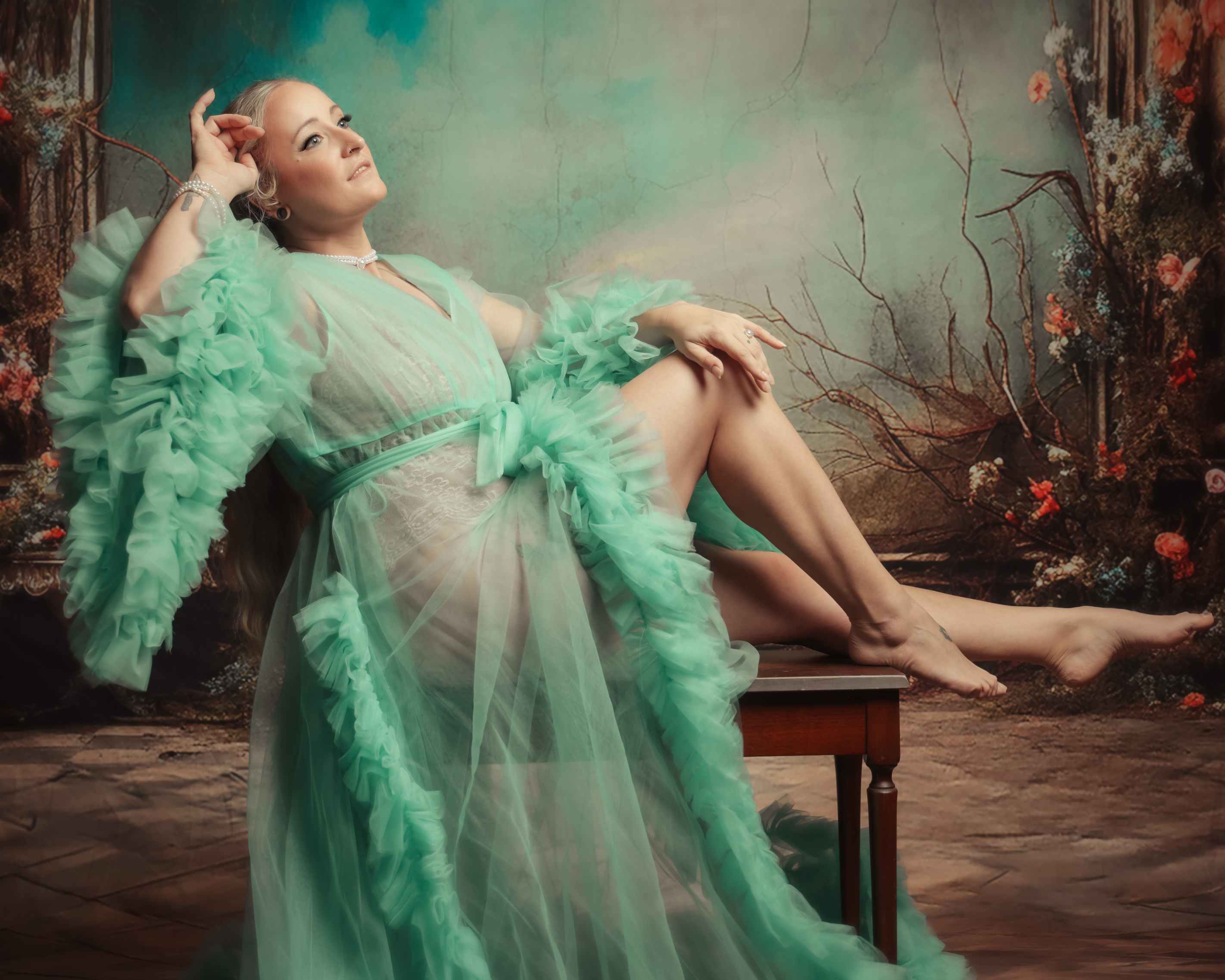 Kate Manches cloches Transparent Longue Doux Robe de Grossesse pour Séance Photo - Kate Backdrop FR