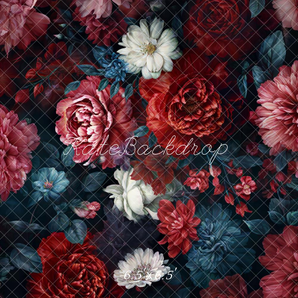 Kate Été Beaux-Arts Tropical Fleurs Portrait Rouge Toile de fond conçue par GQ - Kate Backdrop FR