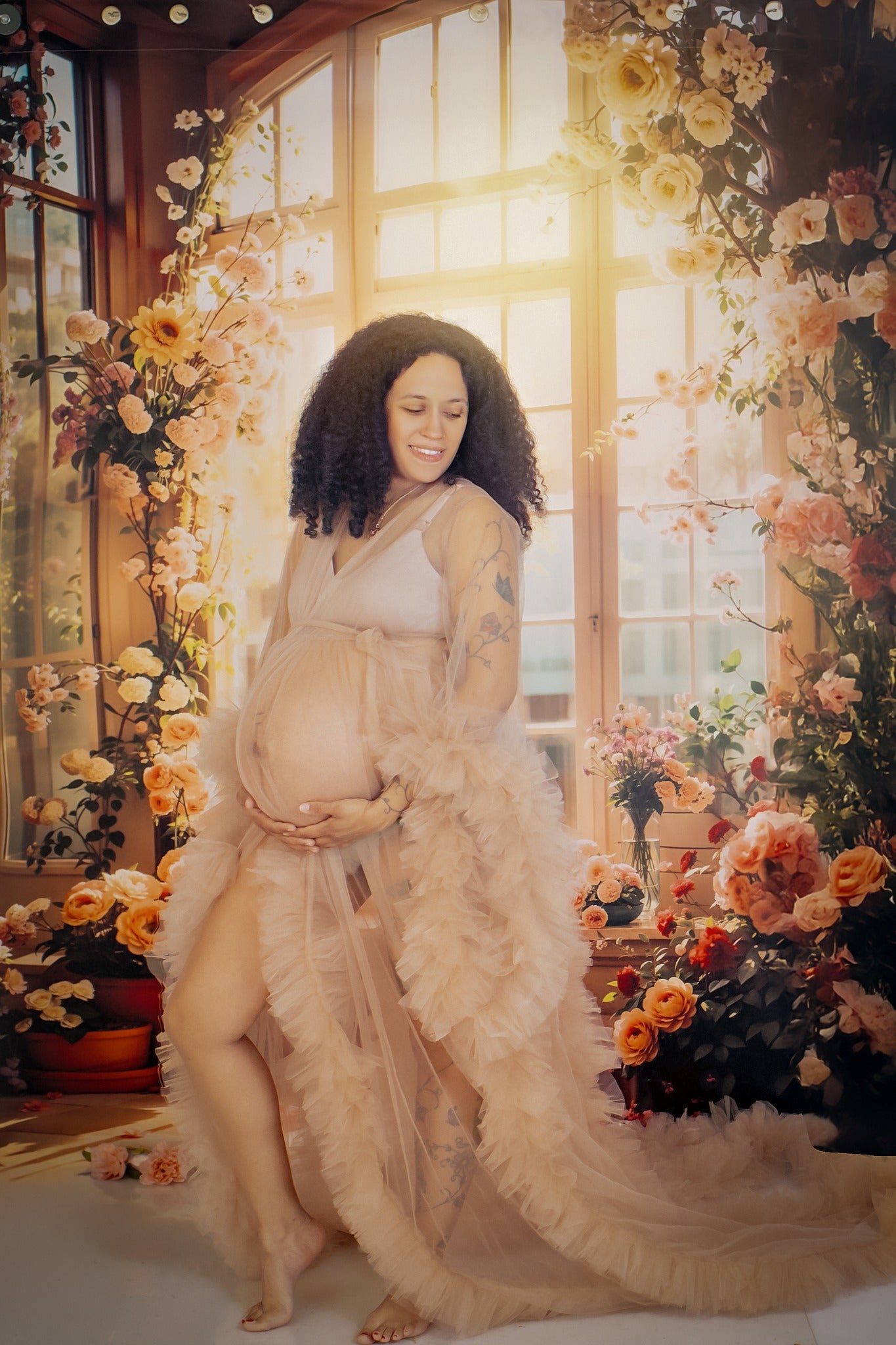 Kate Printemps Soleil Intérieur Fleurs Fenêtre Toile de fond conçue par Emetselch - Kate Backdrop FR