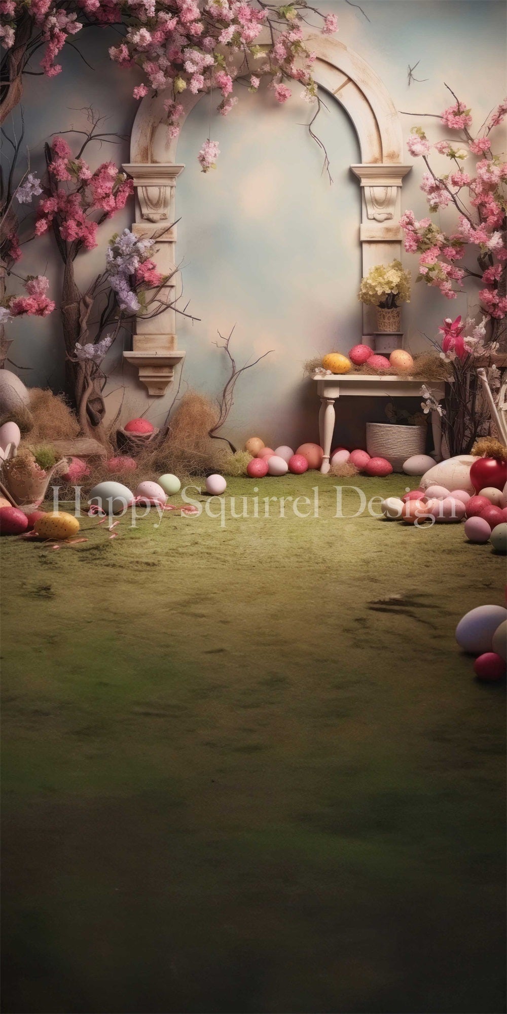 Kate Sweep Mur-à-Sol Oeuf de Pâques Jardin Toile de fond conçue par Happy Squirrel Design - Kate Backdrop FR