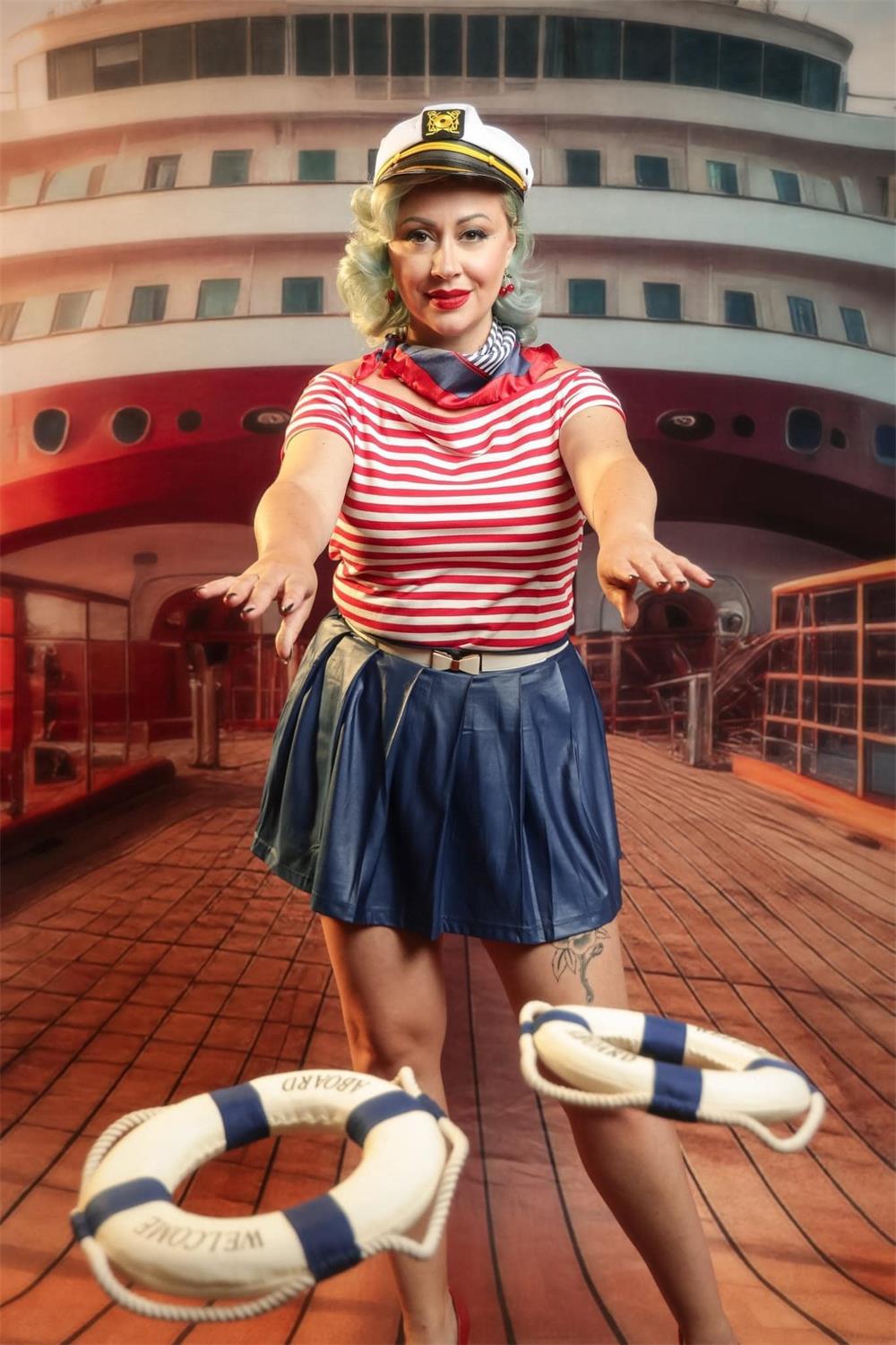 Kate Sweep Mur-à-Sol Croisière avec moi Bateau Voyage Toile de fond conçue par Lidia Redekopp - Kate Backdrop FR